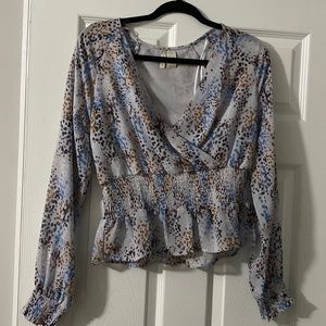 Printed wrap blouse